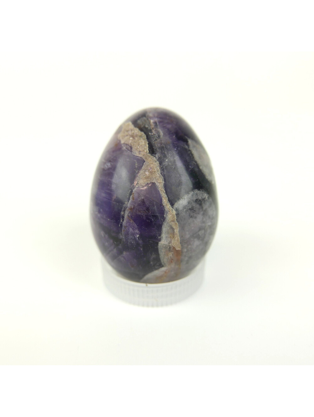 Chevron Amethyst Crystal Egg 1.8" Polished Banded Quartz Healing Stone Display